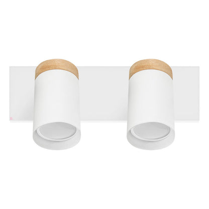 Aplique De Pared Dolby Buena Luz Con 2 Focos Led, Blanco Y Madera