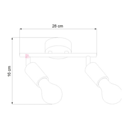 Plafón Sobre Techo Aplique 2 Luces Led Direccional Buena Luz Negro