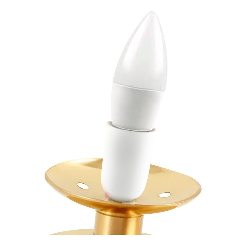 Velador Mesa Bronce Lámpara Led Diseño Elegante Buena Luz Bronce