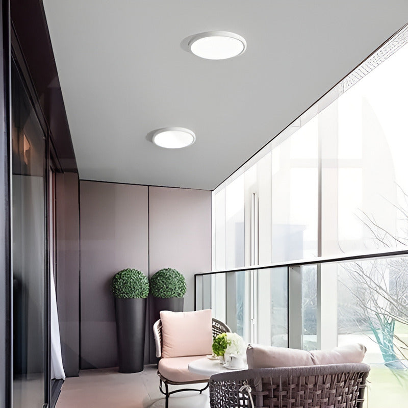 Plafon Techo Foco Sobrepuesto Panel Led Lampara Redondo 18w Estructura Blanco