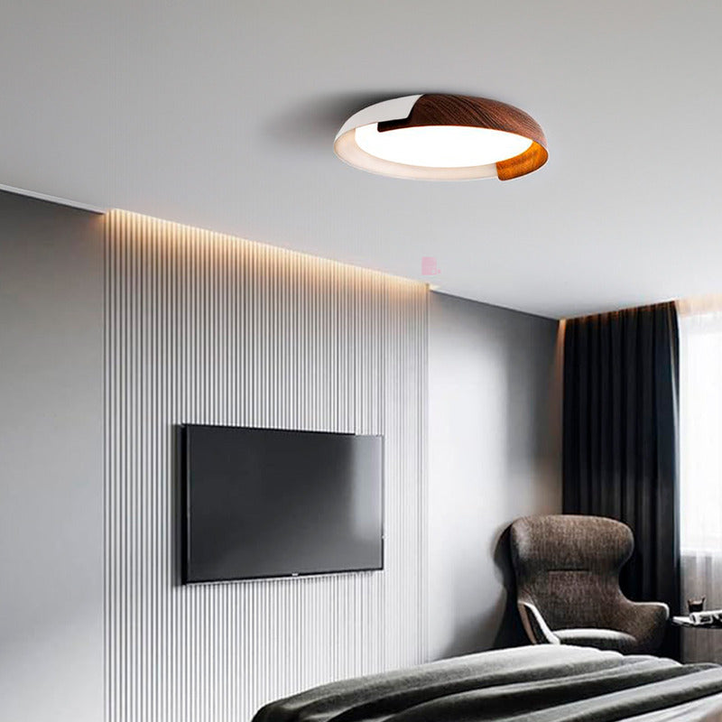 Plafón De Techo Led Con Terminación Madera Diseño Buena Luz