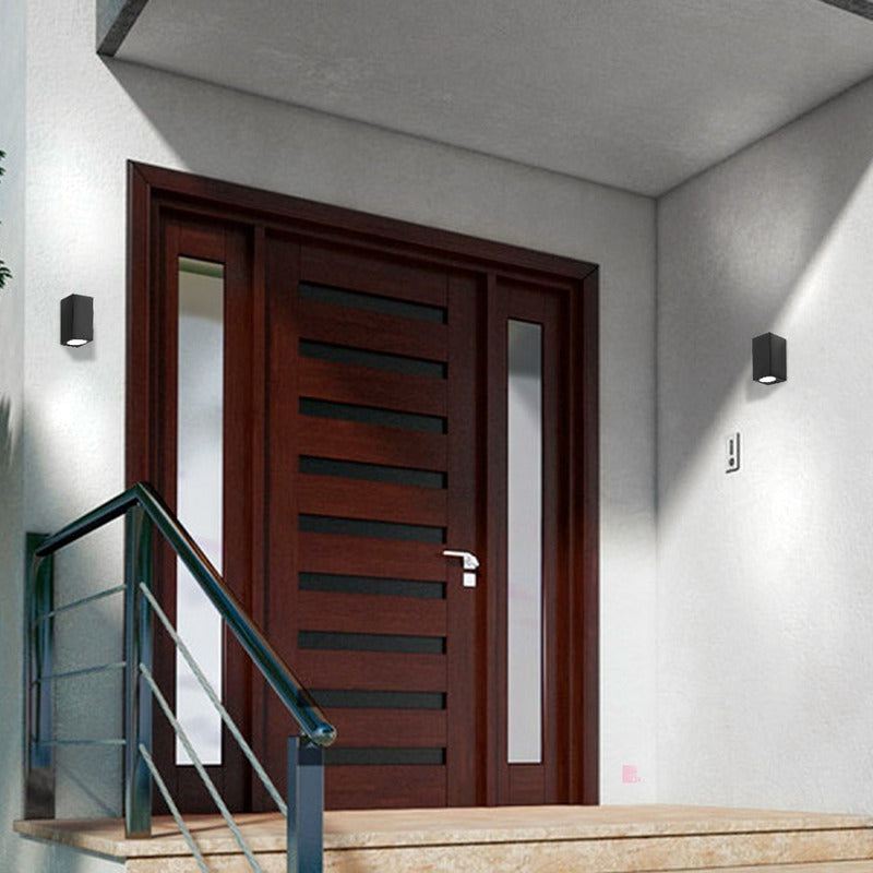 Luminaria Aplique Exterior Led Haz Doble Focos Gu10 Deck Negro