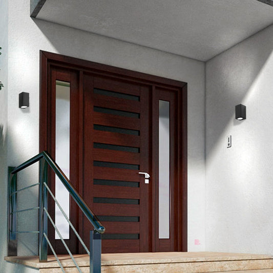Luminaria Aplique Exterior Led Haz Doble Focos Gu10 Deck Negro
