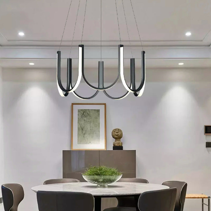 Lámpara Colgante Led De Techo Minimalista Moderna Buena Luz Negro