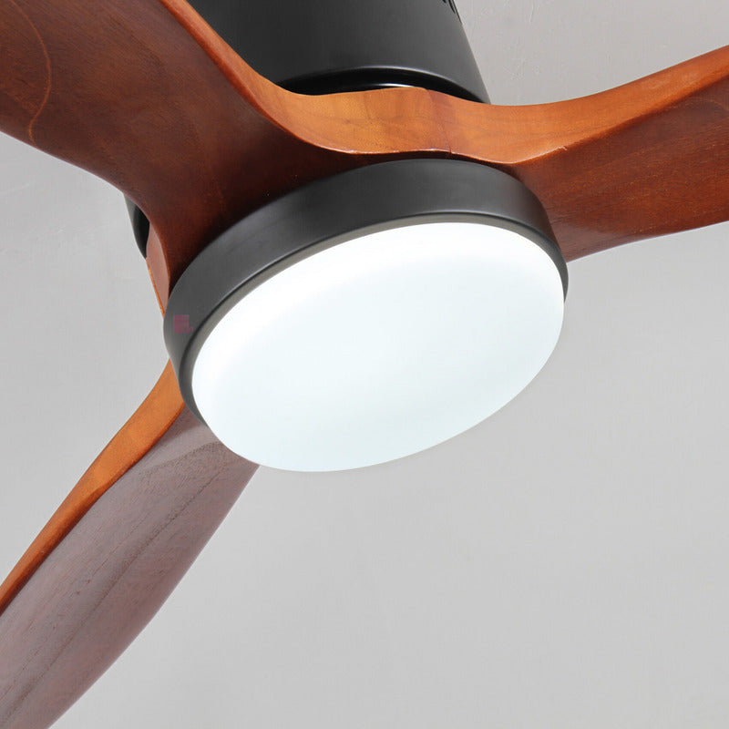 Ventilador De Techo Con Luz Spin 3 Aspas Con Control Remoto 1.32 M 50 Hz Negro Madera Oscura Madera 3