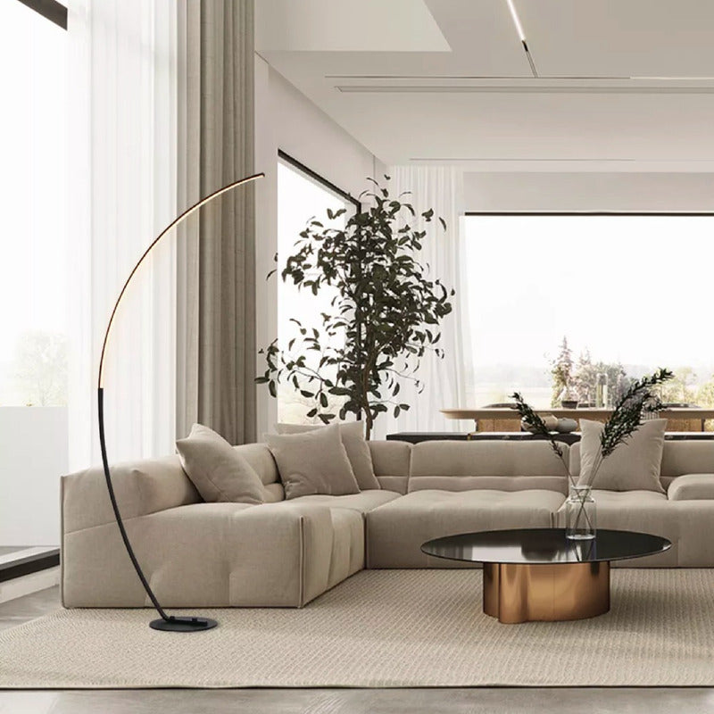 Lámpara De Pie Arco Led Diseño Luminaria Moderna Buena Luz Negro