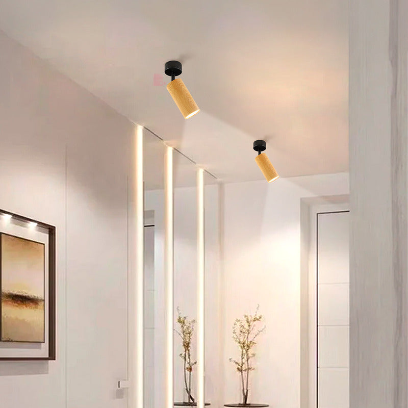 Aplique Plafón 1 Luz Gu10 Led 7w Direccional Color Madera Negro