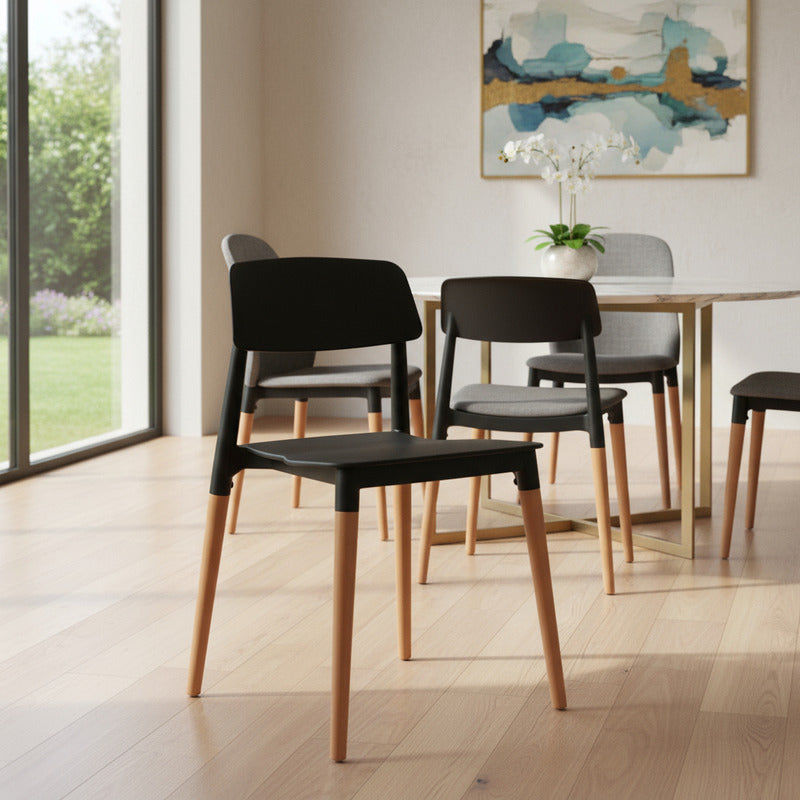 Pack X6 Sillas Mil Madera Diseño Living Escritorio Buena Luz