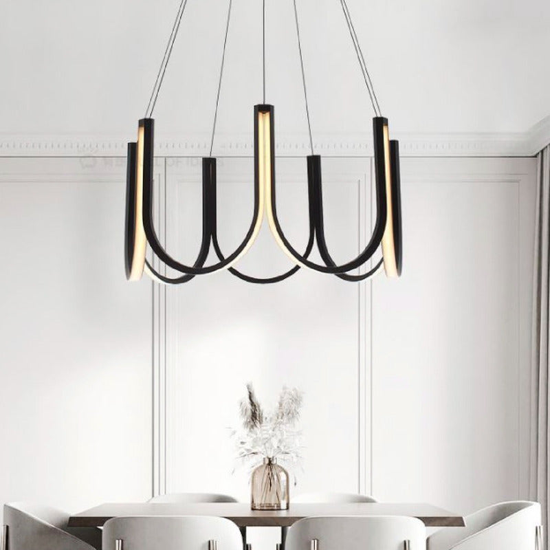 Lámpara Colgante Led De Techo Minimalista Moderna Buena Luz Negro