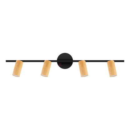 Plafón Aplique Led 4 Luces Terminación Madera Direccionales Negro