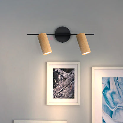 Plafón Aplique Ampolletas Led 2 Luces Terminación Madera Negro