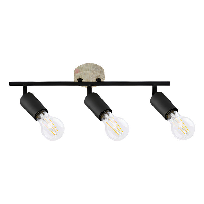 Plafón Sobre Techo Aplique 3 Luces Led Direccional Buena Luz Negro