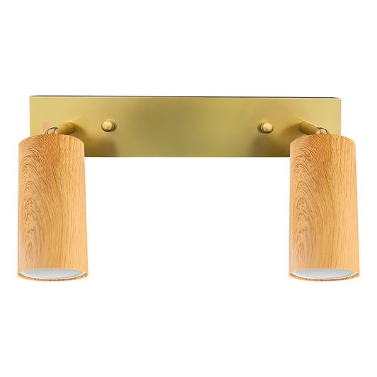 Aplique Led 2 Luces Bronce Y Madera Direccional Buena Luz Bronce