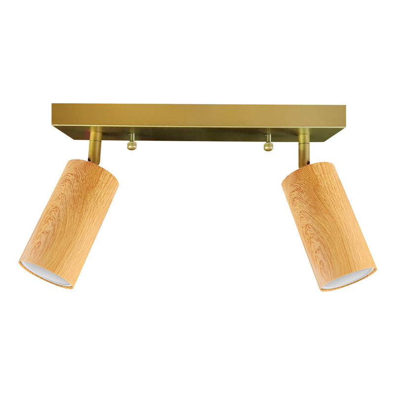 Aplique Led 2 Luces Bronce Y Madera Direccional Buena Luz Bronce