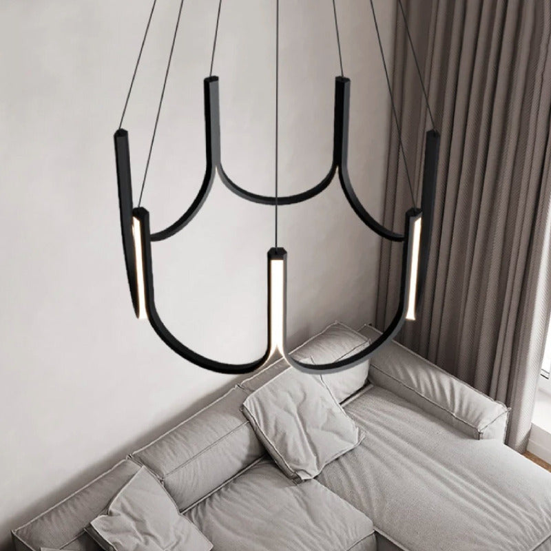 Lámpara Colgante Led De Techo Minimalista Moderna Buena Luz Negro