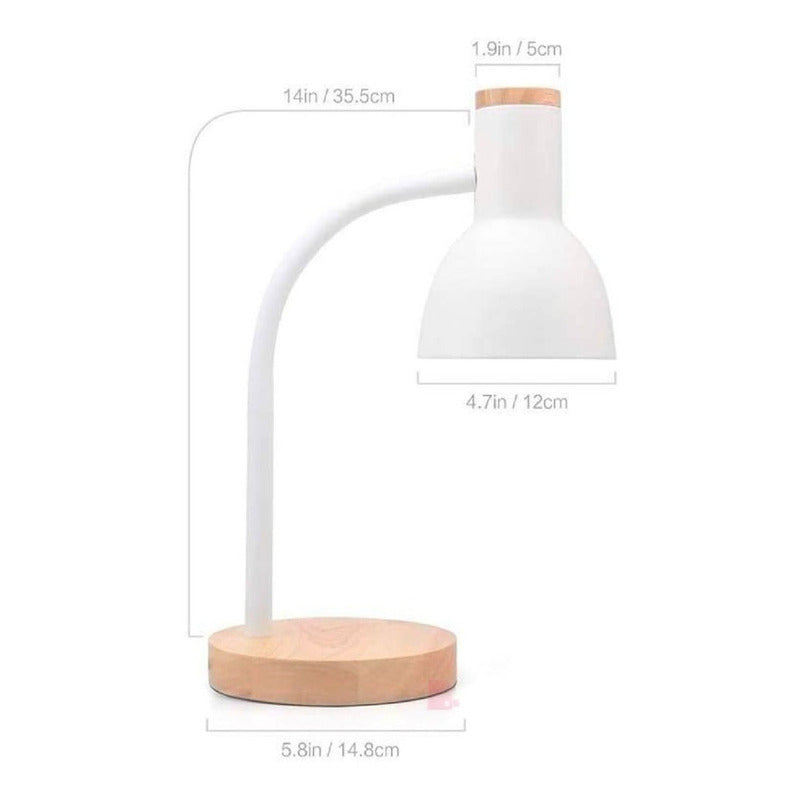 Lámpara Led Velador Flexible De Escritorio Madera Buena Luz