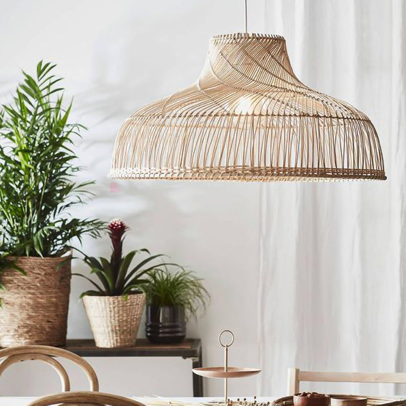 Colgante De Techo Lámpara Led Comedor Mimbre 40cm Buena Luz Natural