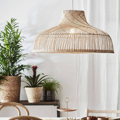 Colgante De Techo Lámpara Led Comedor Mimbre 40cm Buena Luz Natural