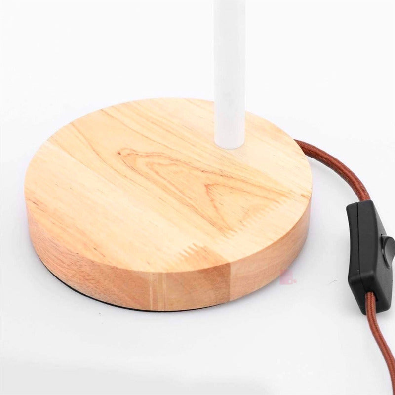 Lámpara Led Velador Flexible De Escritorio Madera Buena Luz
