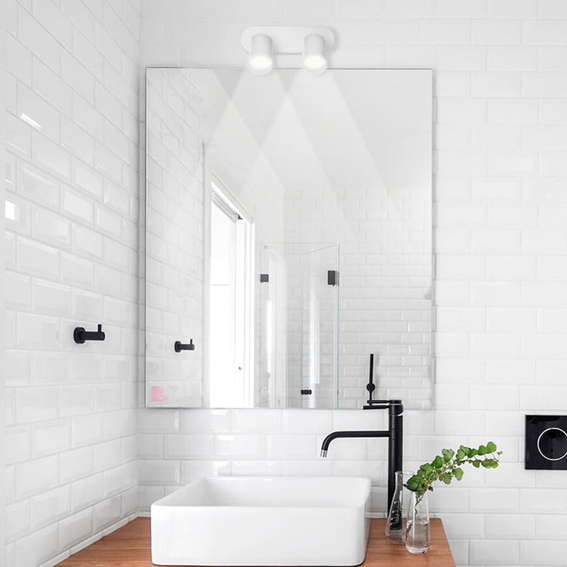 Aplique Para Baño 2 Luces Gu10 Led 7w Direccional Buena Luz