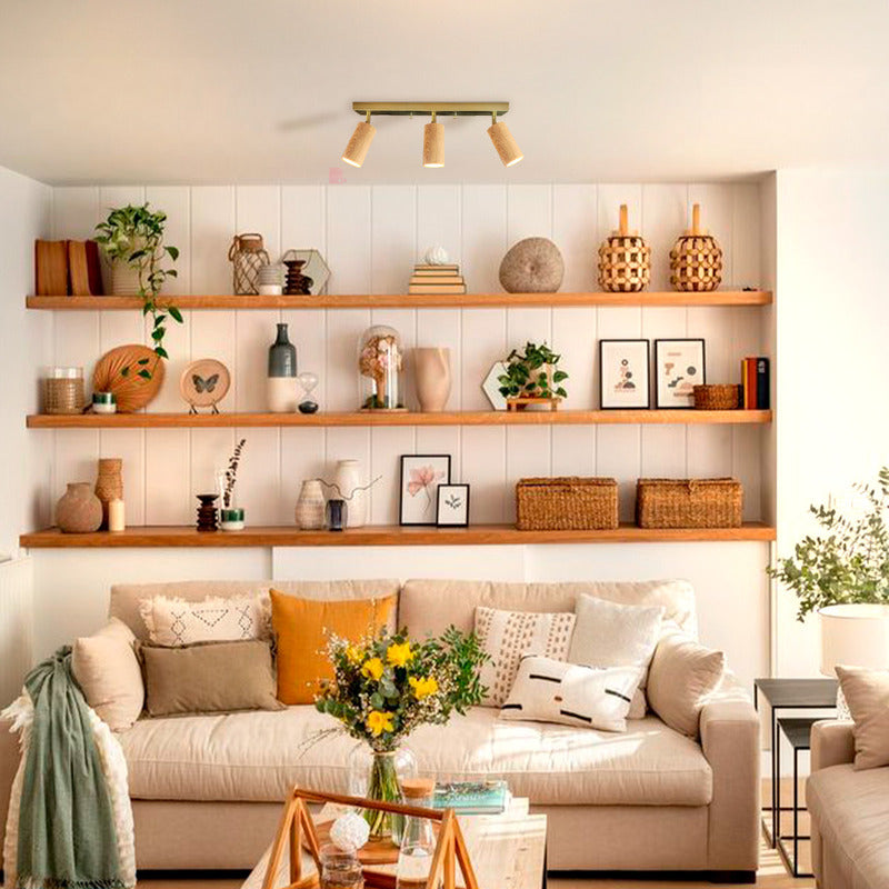 Aplique Led 3 Luces Bronce Y Madera Direccional Buena Luz Bronce